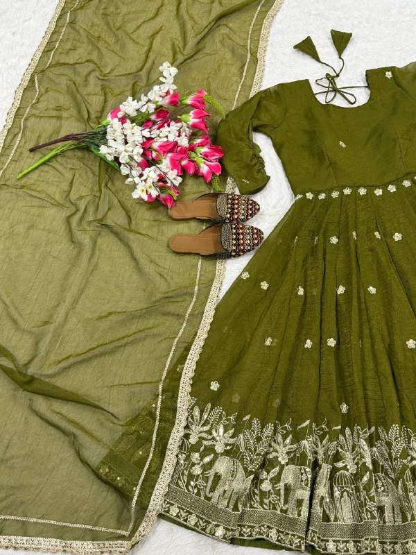 NF 1267 SILK SEQUENCE WORK ANARKALI SUIT CLASSIC LOOK WEDDING & FESTIVAL DEALER